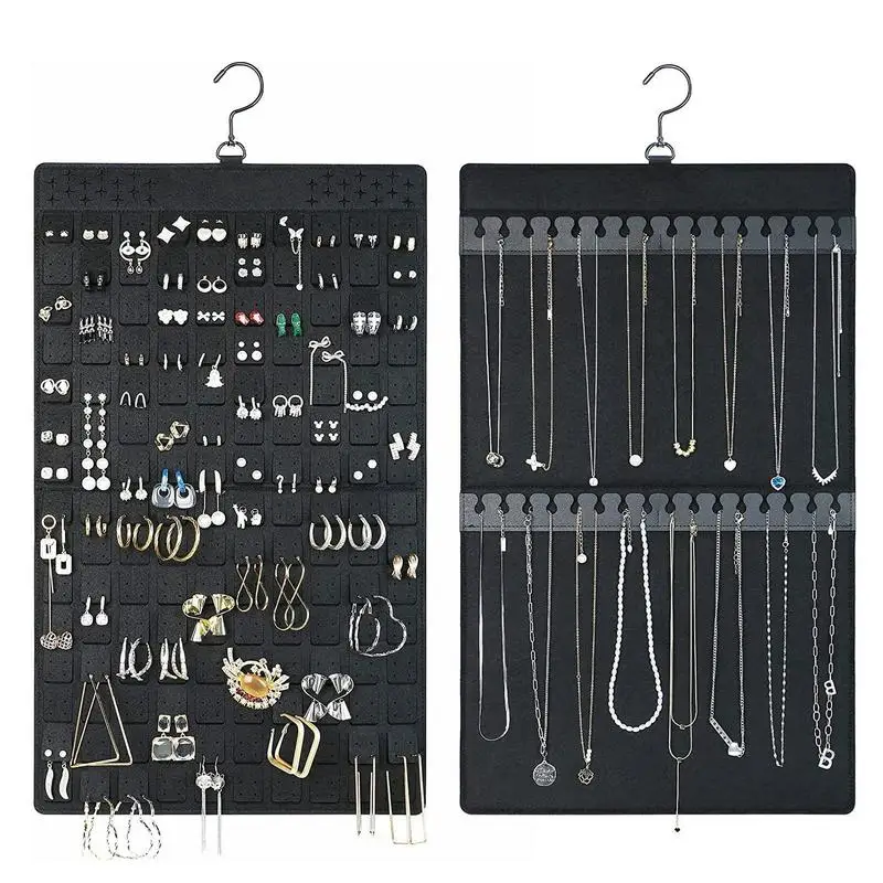 

Double Sided Earrings Hanging Organizer Wall Earring Holder Soft Felt Hanger Jewelry Necklace Earring Display Hanging Storage