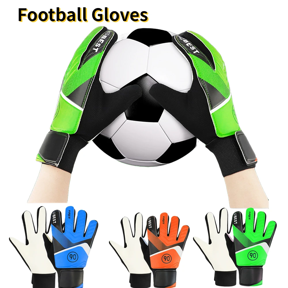 

1 Pair Children Anti-Slip Glove Goalkeeper Gloves PU Gloves Finger Protection Goal Thickened Latex Football Gloves For Kids