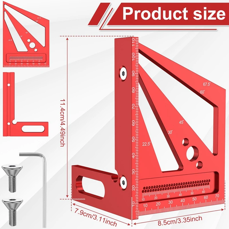 3D многоугловая измерительная линейка из алюминиевого сплава точность 22 5-90 °