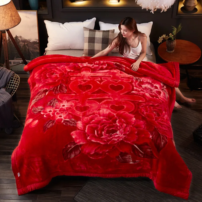 

Double Duvet Bed Blanket Winter Warmth Thick Raschel Blanket King Size Comforter Over Bed Soft Raschel Blanket Double Layer