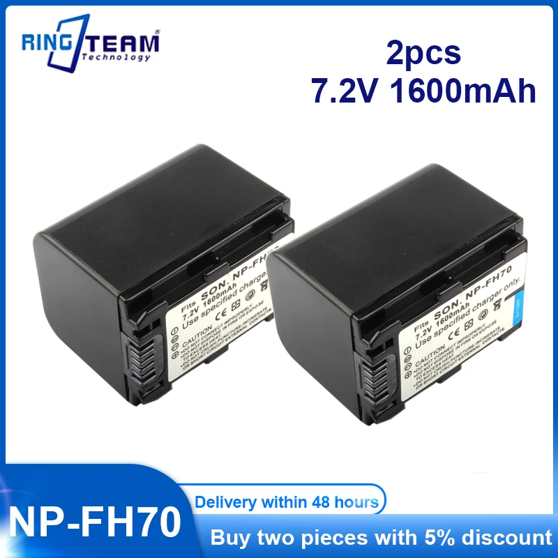 

2 шт., 1600 мАч, FH70, NP-FH70, аккумулятор для Sony NP-FH30 NP-FH40 NP-FH60 DCR DVD508 DVD408 DVD308 DVD105 HC28 SR300 SR200 SR82