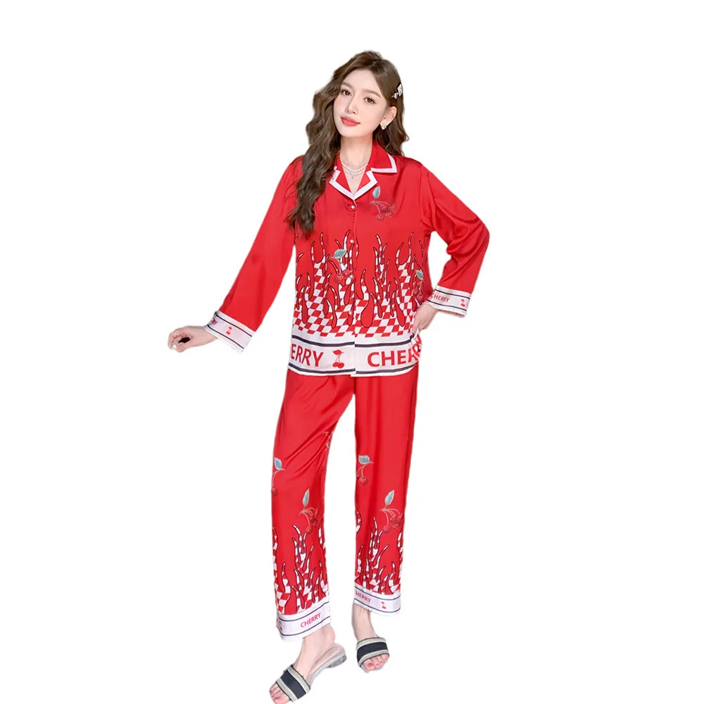 New pajama women's ice silk years of homewear set  женское бельё  pajamas for women
