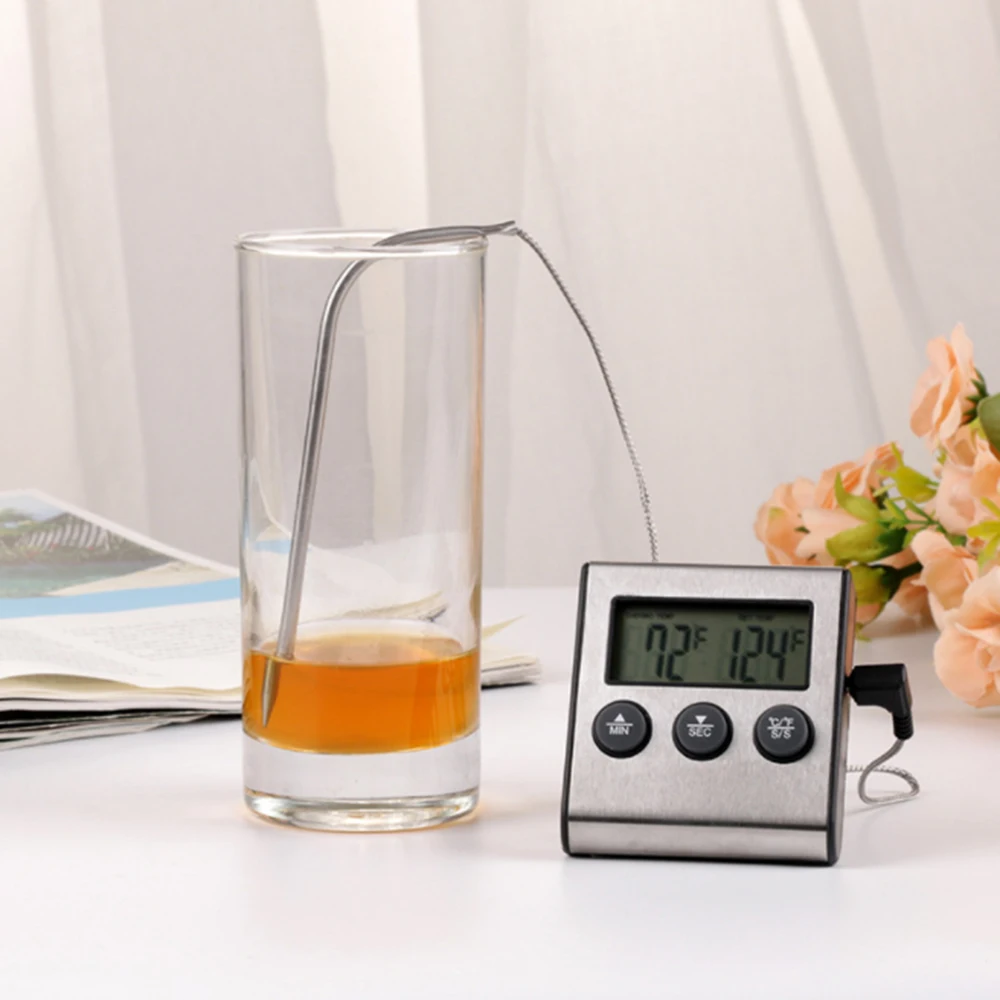 

Kitchen Food Thermometer Digital Probe Oven and Meat Thermometer Timer for BBQ Grill Meat Food Cooking