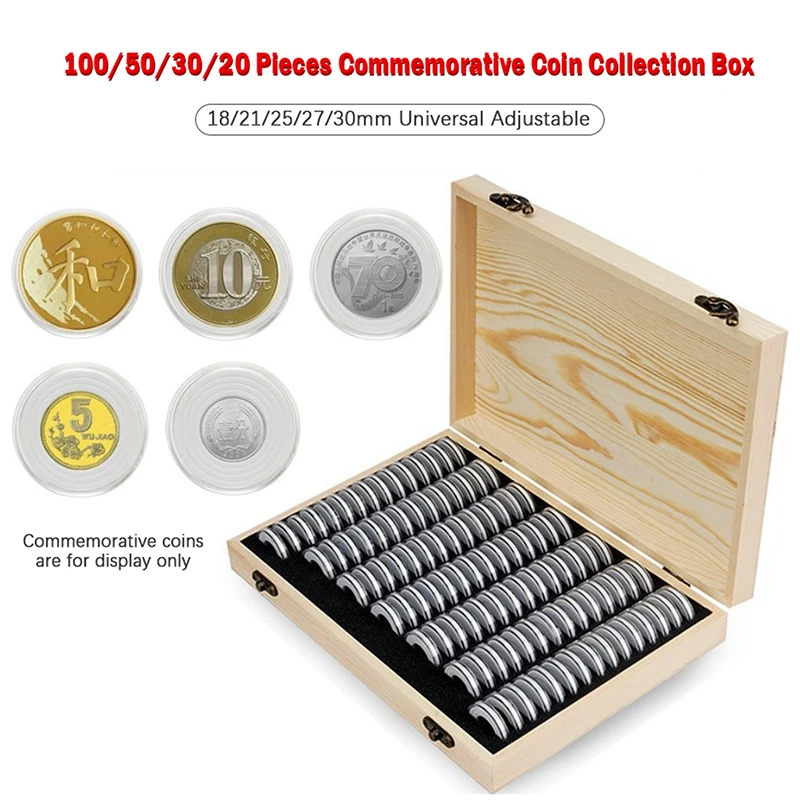 

20/30/50/100PCS Coins Holder Storage Coin Collection Case With Adjustment Pad