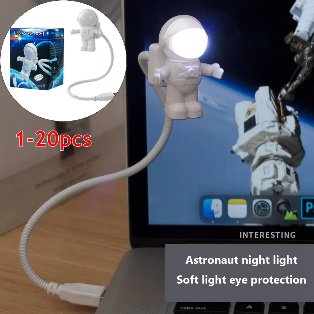 

Портативный USB-ночник в форме астронавта, настольная лампа для чтения, 5 в постоянного тока Светодиодный светильник Светка для компьютера, н...