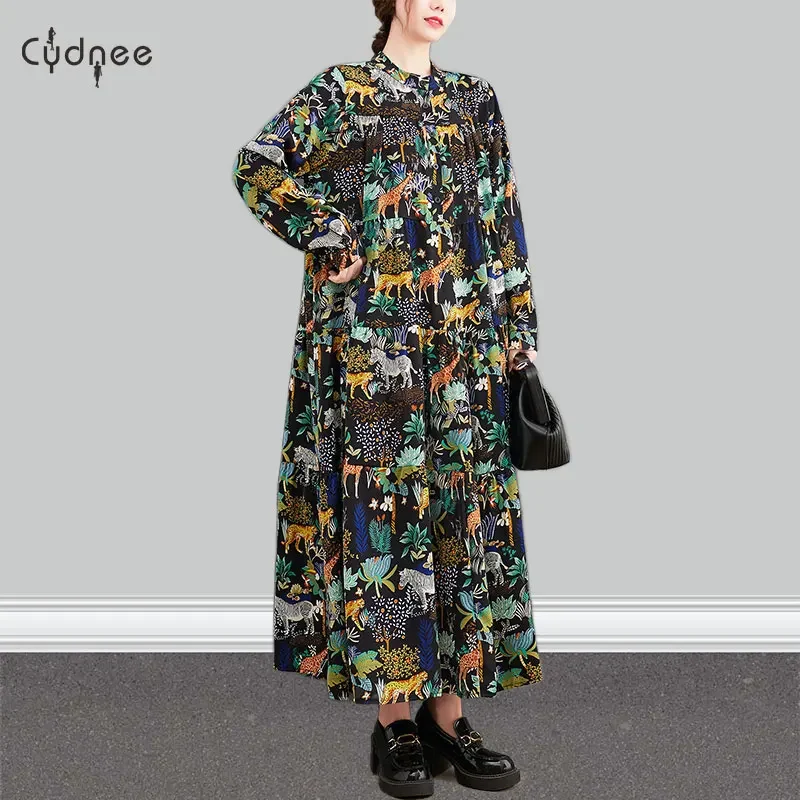 Многоуровневое платье макси с длинными рукавами в стиле бохо объемное