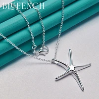 blueench 925 sterling silver starfish pendant 16 30 inch chain necklace for ladies party casual glamour jewelry