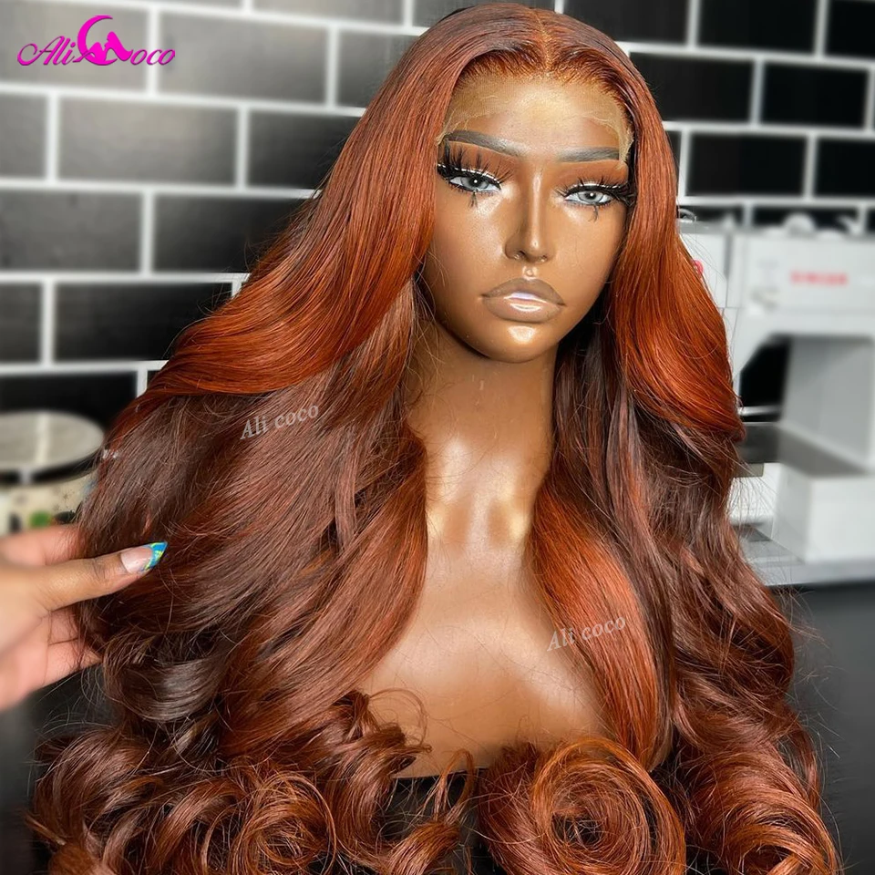 Highlight Ginger Brown Body Wave Lace Front Wig Pre Plucked Malaysia Hair Wig 13x6 Lace Frontal Wig For Women Transparent Lace