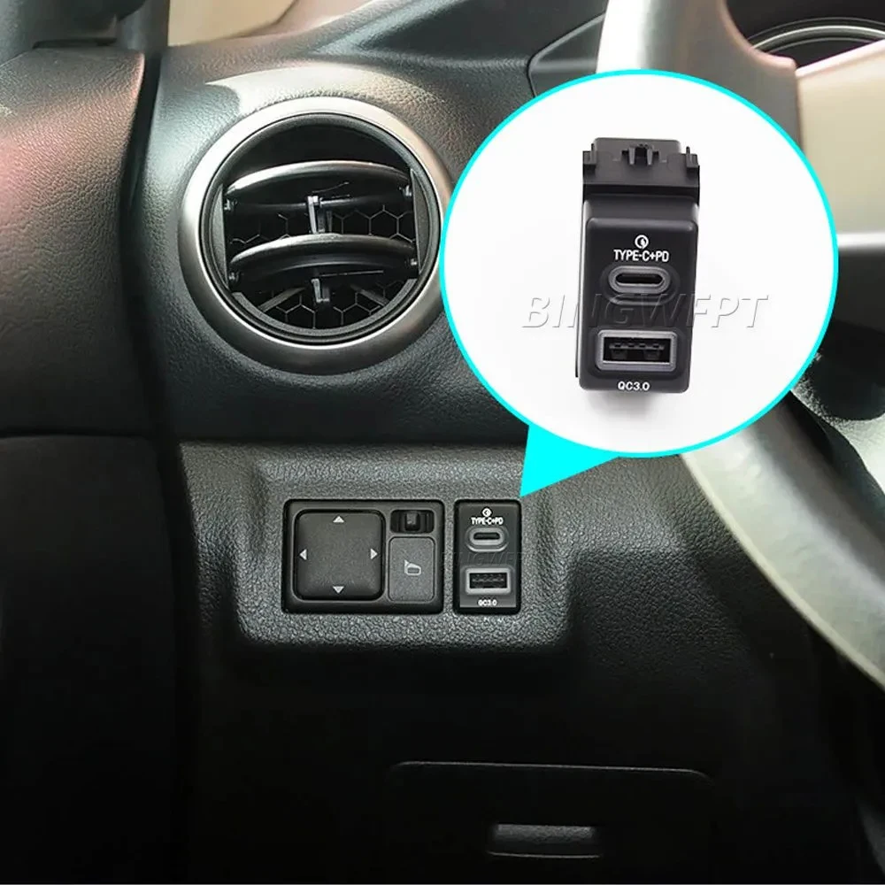 Фото Автомобильное зарядное устройство PD QC3.0 с двумя портами Type-C USB для быстрой зарядки, розетка питания для Nissan Teana 2004-2012, NV200 2010-2014, Fuga 2004-2007 №4