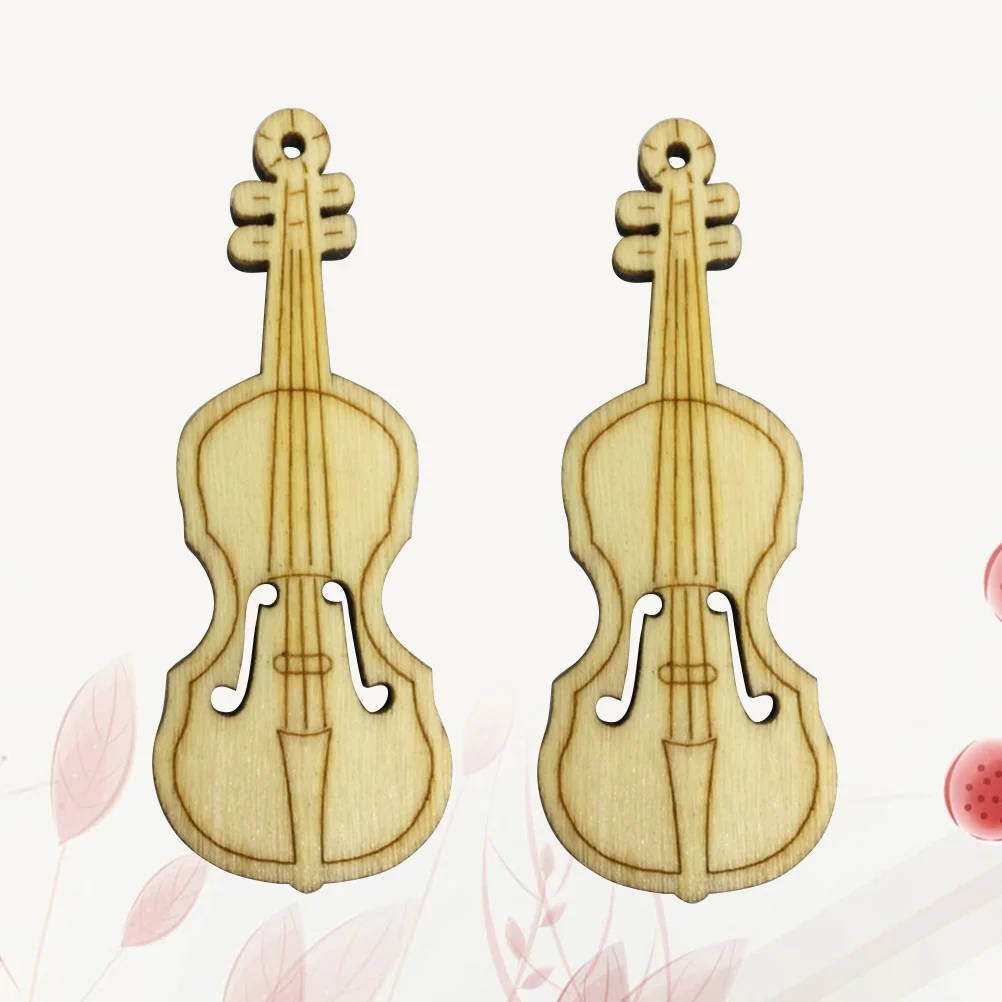 

20 Pcs Guitar Decor Handmade Crafts DIY Ornaments Miniature Musical Instrument Wooden