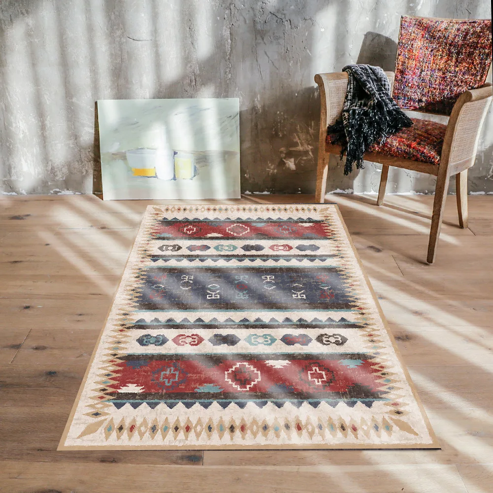 

Ethnic Style Striped Carpet 120x160cm Large Living Room Carpet Bedroom Mat Kitchen Carpet Rugs for Bedroom Persian Carpet