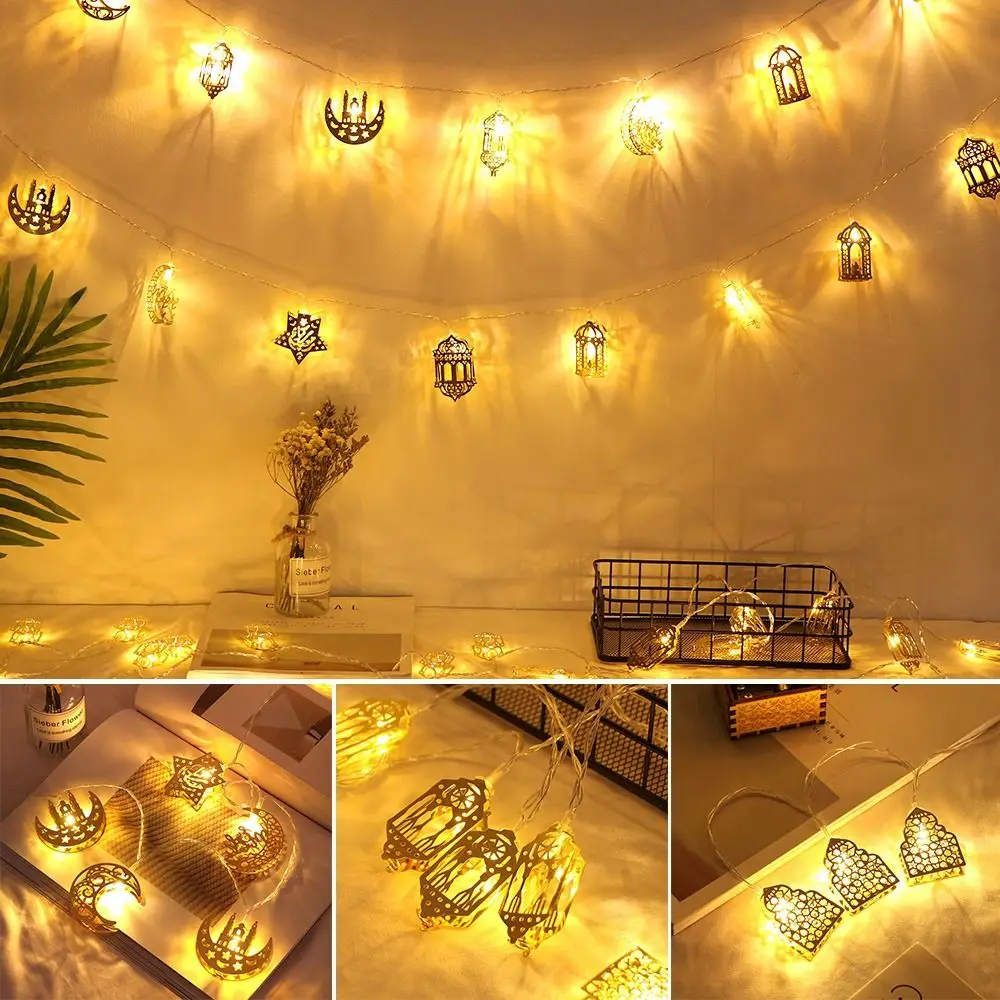 

Home Moon castle Lantern gift Mubarak Ramadan Row Lamps Islamic Muslim LED light Eid Ramadan Lamp string