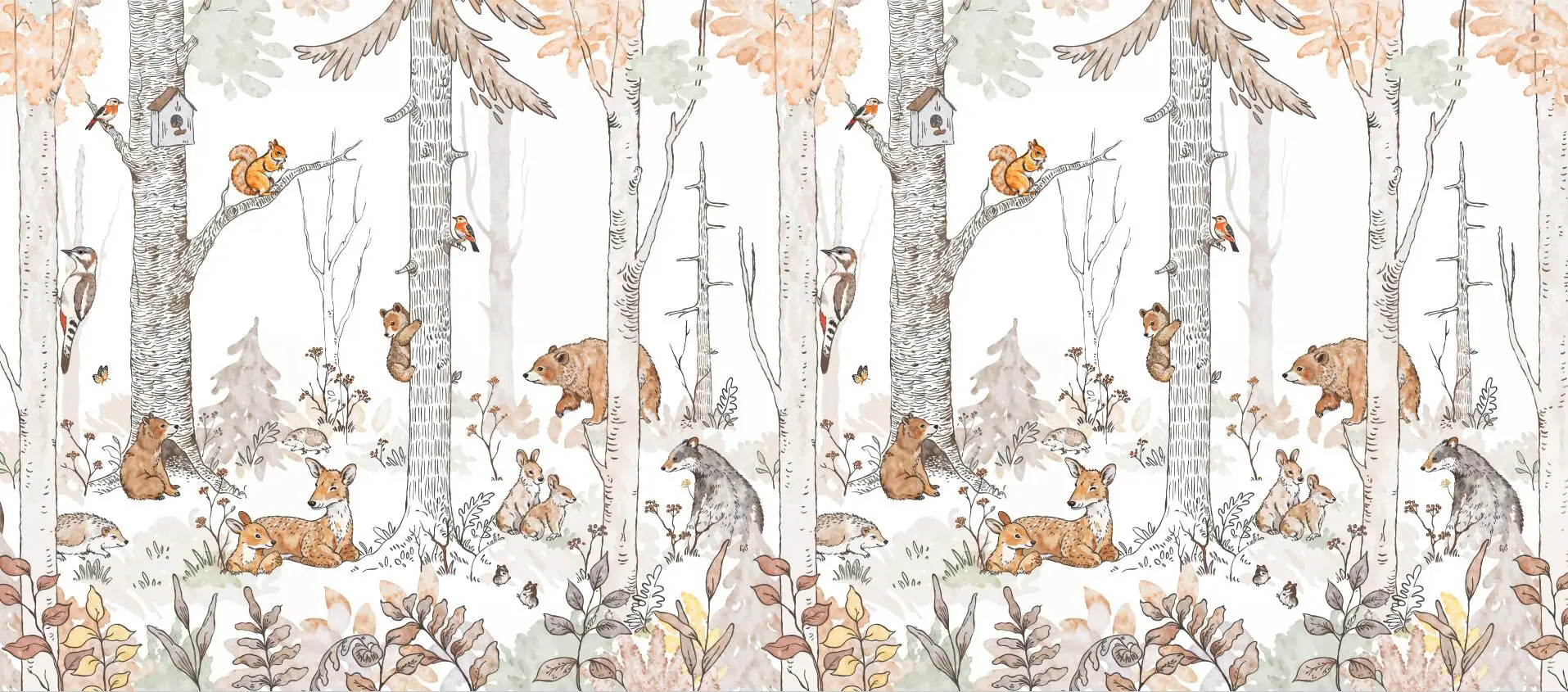 beibehang шелковые обои скандинавский лес животные