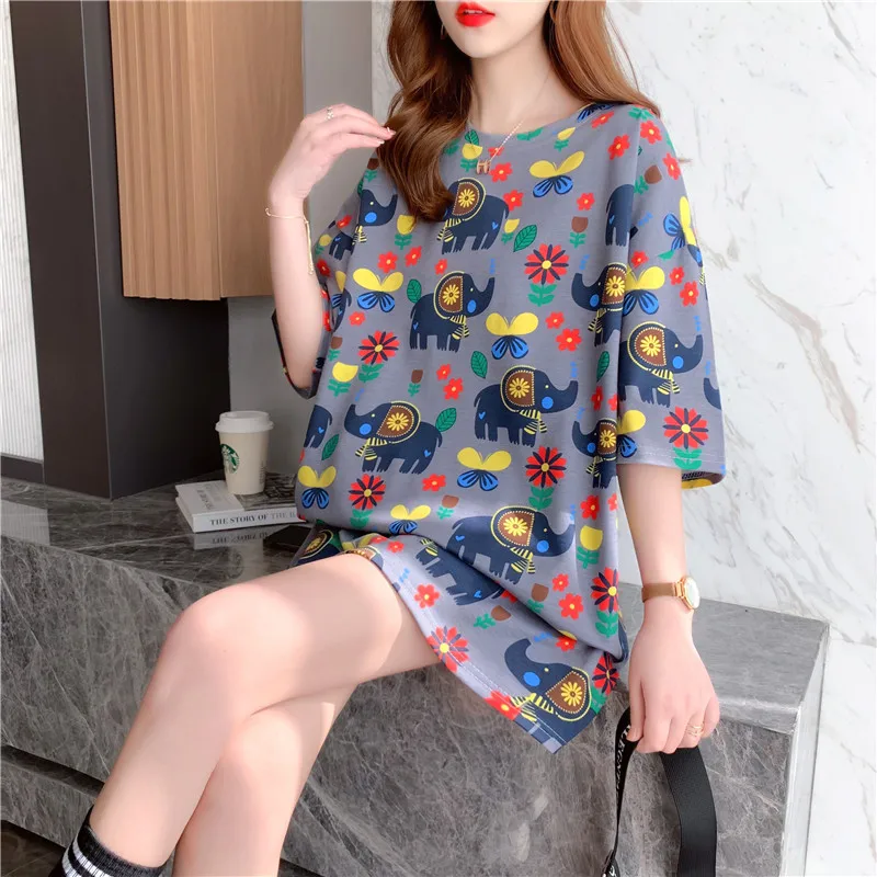 

Новинка лета 2022, модная Свободная Женская футболка с коротким рукавом и мультяшным принтом