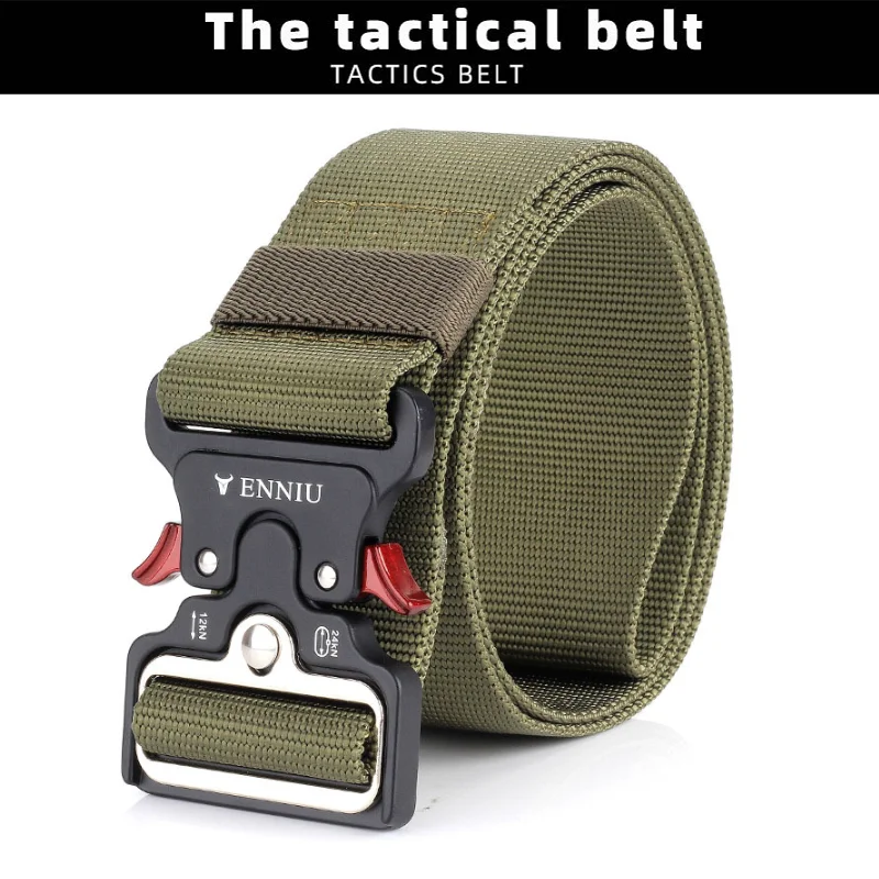 Widened Men's Belt Tactical Belt Survival Belt For Outdoor Hunting Fishing Alloy Buckle Waistband Quick Release Nylon Elastic
