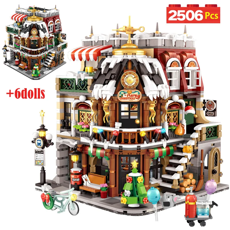 

2506Pcs City Street View Mini Architecture Christmas Cafe House Building Blocks Friends Shop Figures Bricks Toys For Kids Gifts