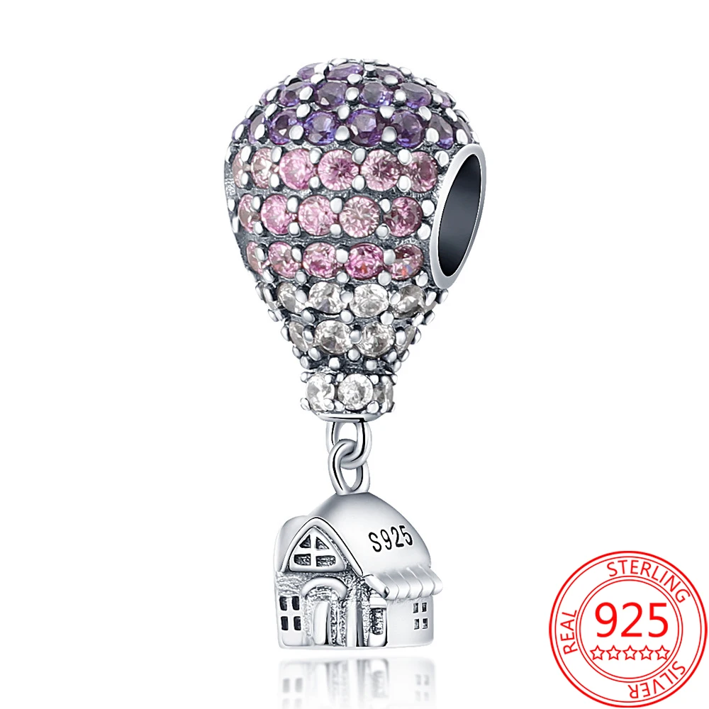 Лидер продаж шармы-подвески из серебра 925 пробы в виде фламинго с воздушным шаром