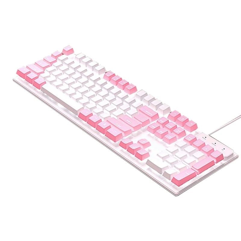 

Two-Color 104 Keys Tea Axis Mechanical Keyboard, USB Wired RGB Backlit Gaming Office Keyboard for Gamer