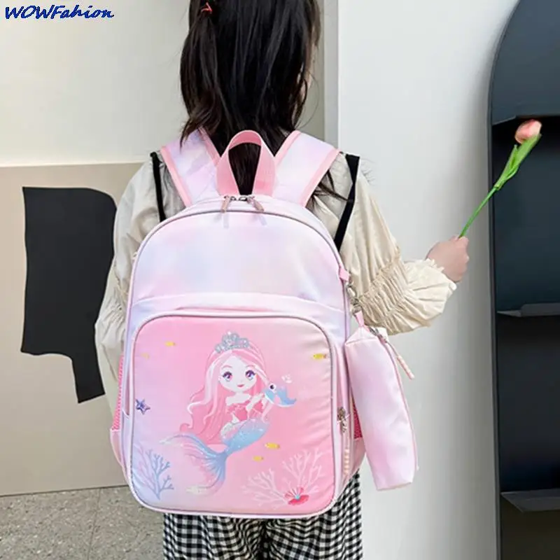 2pcs/set Satchels Kindergarten Bookbag Unicorn Backpack for Girls Pink Princess School Bags with Pen Case Pentand for Kids 