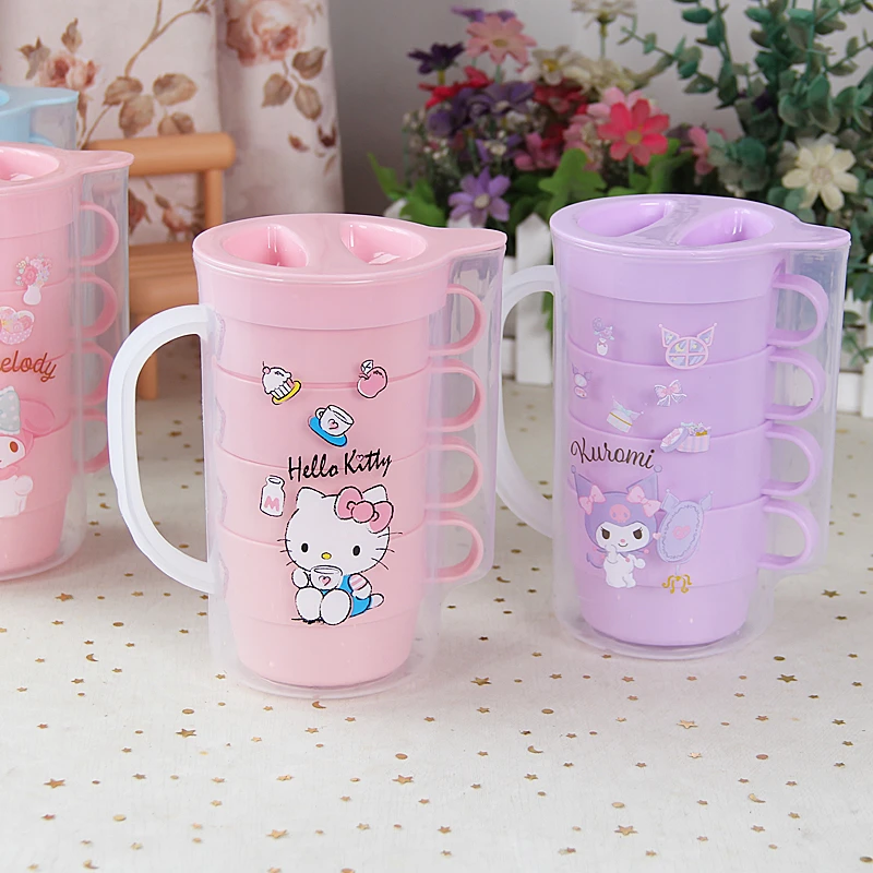 

Sanrio Kawaii HelloKitty холодная бутылка для воды аниме Kuromi устойчивая к высоким температурам домашняя чашка для воды набор мультяшная чашка для питья