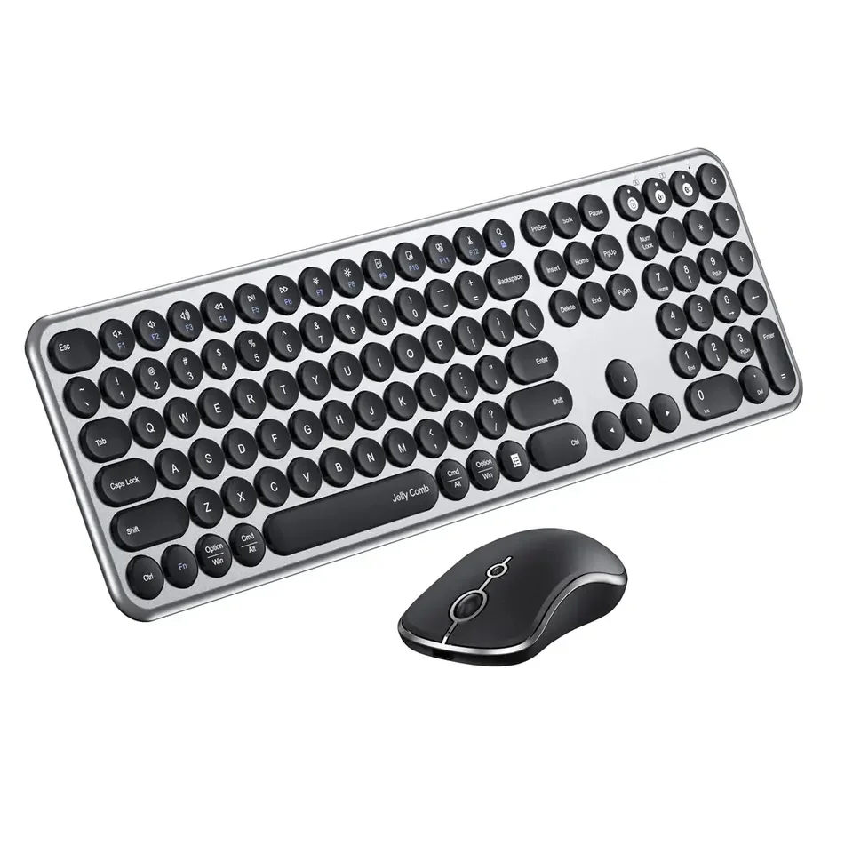 

Jelly Comb 2.4g Wireless Keyboard and Mouse Combo Ergonomic Full-Size Keyboards and Mice For Computer Laptop Notebook PC Office