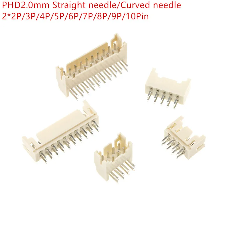 

20Pcs PHD2.0mm Double Row Connector Spacing 2MM Straight Bent Needle Socket 2*2P/3P/4P/5P/6P/7P/8P/9P/2x10P