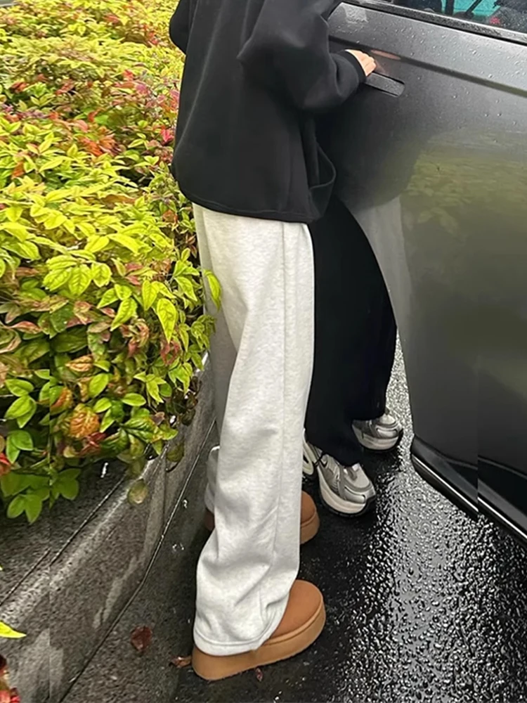 Вокальные светло-серые американские прямые спортивные штаны мужские осенние и