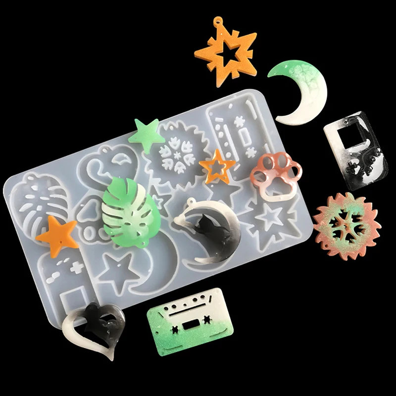 

1PC Silicone Multiple Styles Earring Combination Ornament Molds Epoxy Keychain Mold for Diy