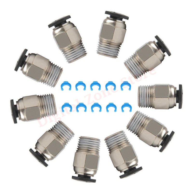 

10 Pcs 3D Printer PC4-M10 Pneumatic Fitting PC4-01 with Clips for Creality Ender 3/3 Pro, Ender 3 V2, Ender 5/5 Pro, CR-10/10S