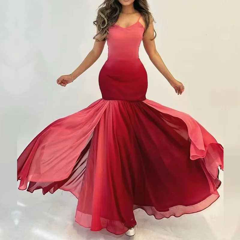 

Женское платье с V-образным вырезом, без рукавов, на бретельках