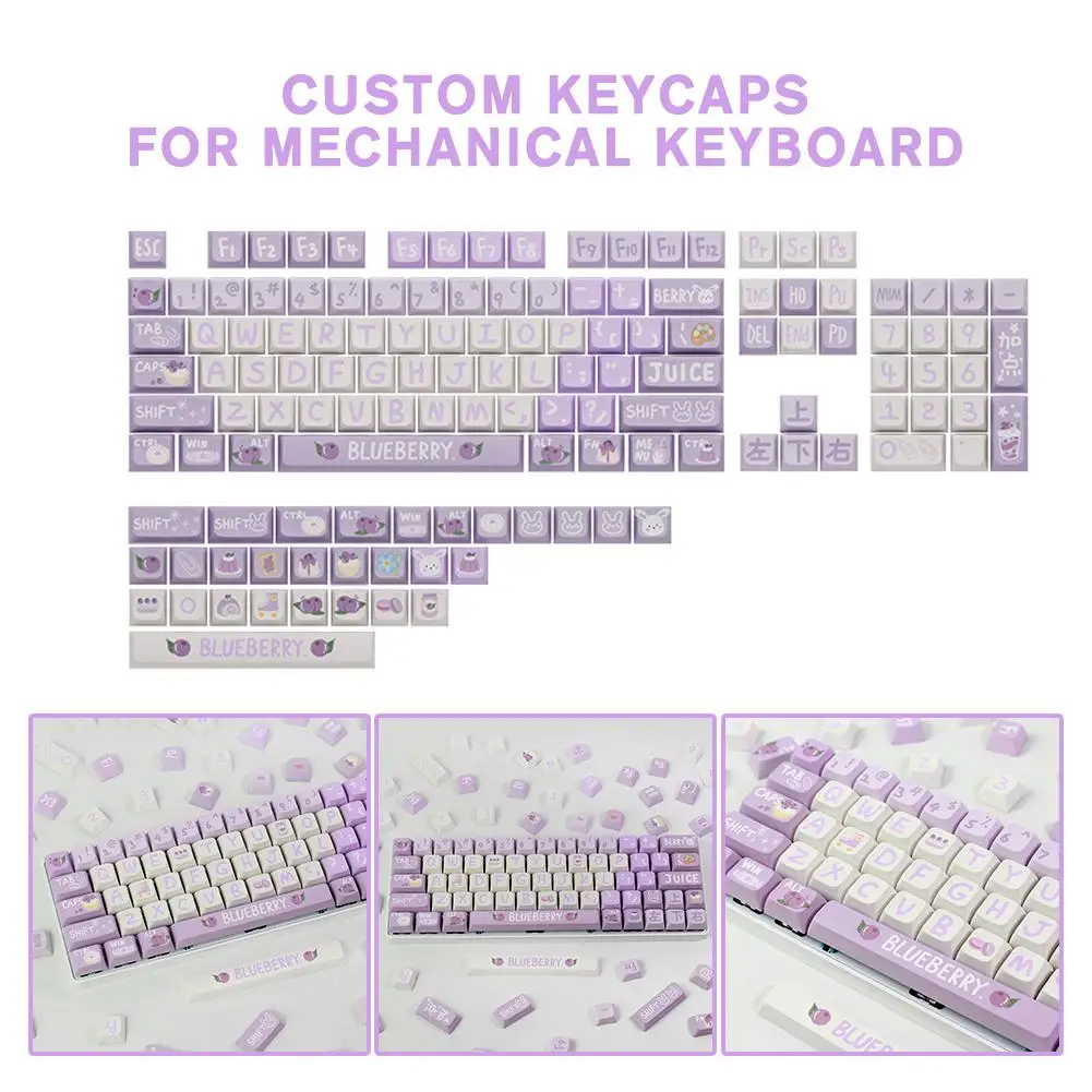 

133keys Blueberry Fruit Cartoon XDA Profile PBT Keycap Dye-Sub Custom Keycaps For Mechanical Keyboard Caps Keyboards DIY Ki G3S2