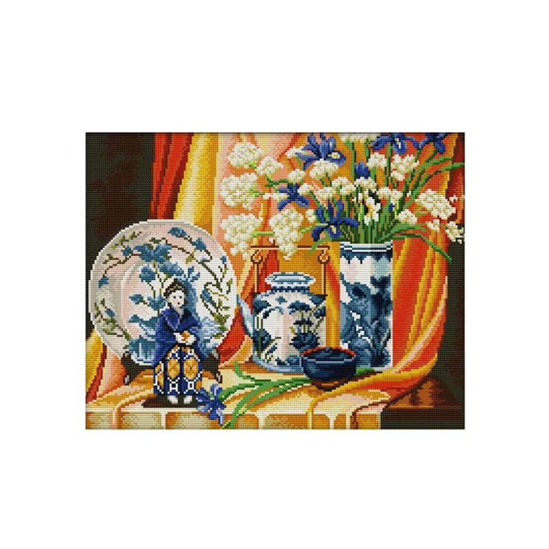 

Cross Stitch Kits Stamped Embroidery Starter Kits For Beginners DIY 11CT 3 Strands - Chinese Ceramics