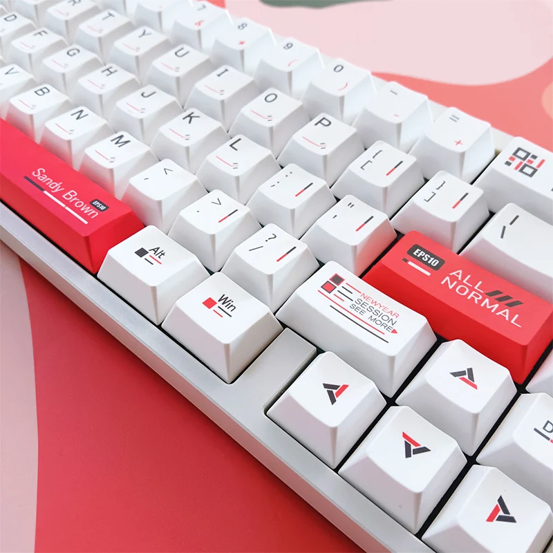 Фото Белые колпачки для клавиш Cherry Pbt Белые простые колпачки для клавиш Красные механические L-образные колпачки для входа 2,25/2,75U Космическая планка Alice Layout Keycaps №4