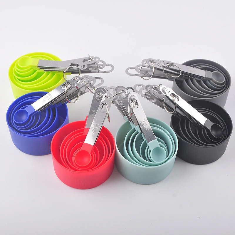 

8pcs/Set Measuring Cups And Spoons Durable PP Baking Cooking Measuring Tools Kitchen Measuring Spoon With Stainless Steel Handle