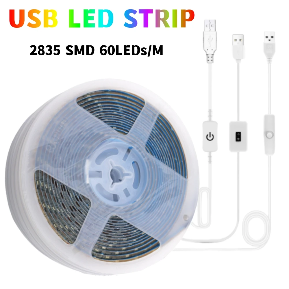 Диммируемая USB-лента, фонарь с переключателем для рабочего стола, 5 в постоянного тока, 2835 Диммируемая USB-лента, фонарь с переключателем для рабочего стола, 5 в постоянного тока, 2835