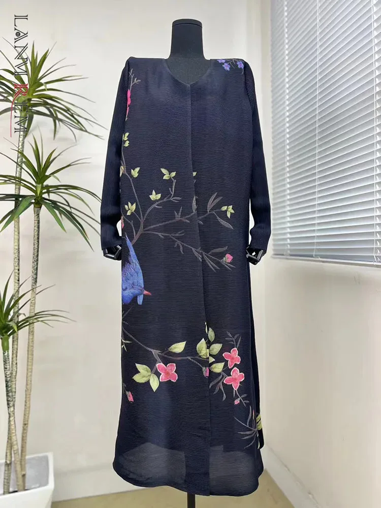 Элегантный плиссированный Женский Тренч LANMREM с принтом Женская Повседневная