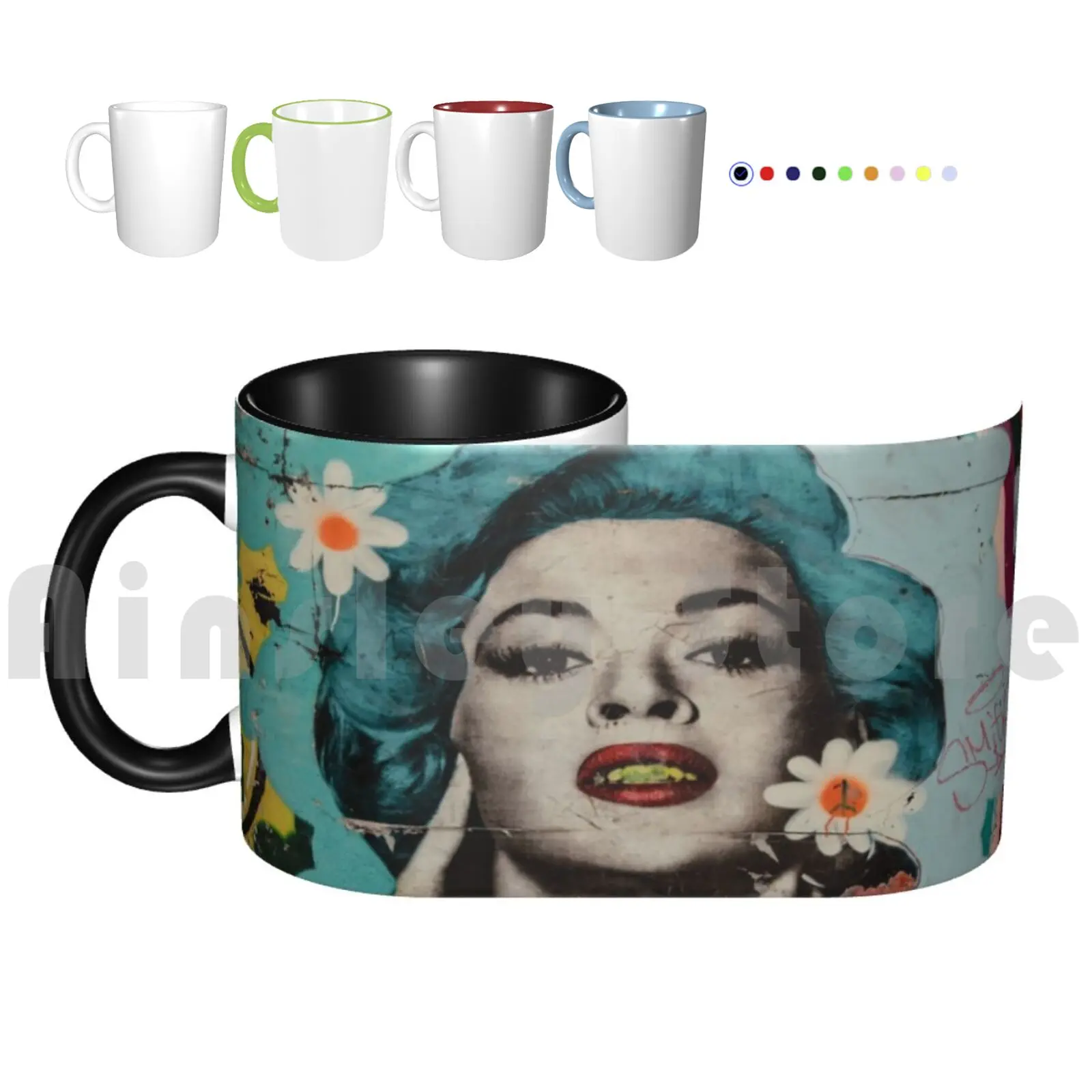 

Vintage Woman Graffiti Art Mugs Coffee Cups Ceramic Mugs Graffiti Street Art Womens Lady Graffiti Banksy Urban Stencil