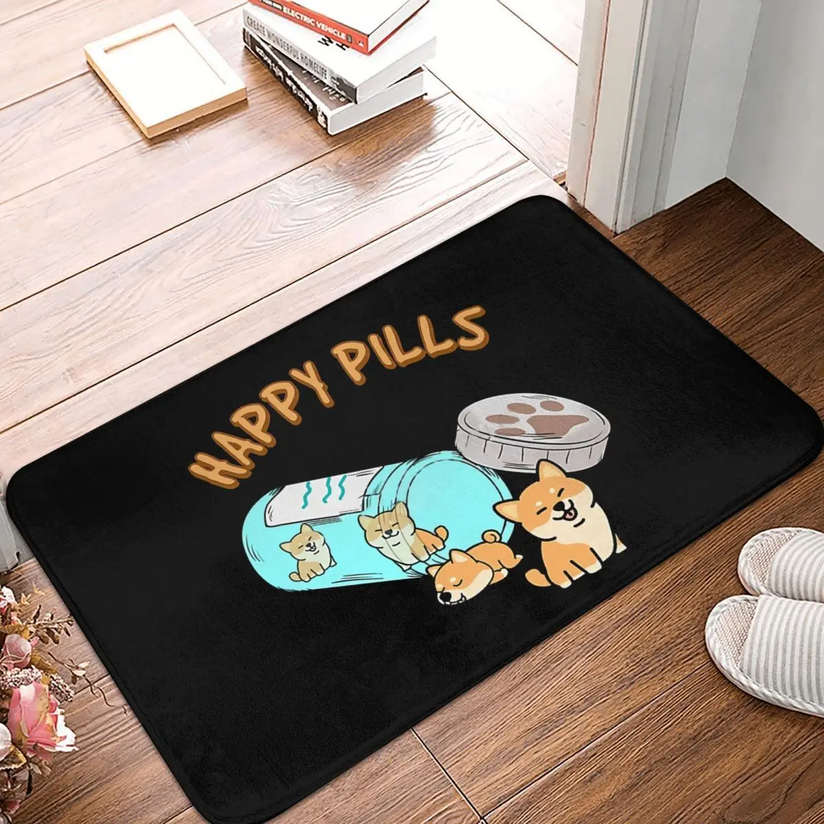 

Shiba Inu Non-slip Doormat Happy Pills Bath Kitchen Mat Prayer Carpet Home Modern Decor