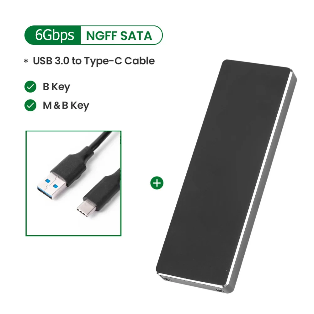 

M.2 NGFF SATA Mobile Hard Disk Case for 2230/2242/2260/2280 M.2 NGFF B-Key B+M Key SSD 6Gbps External Enclosure Adapter
