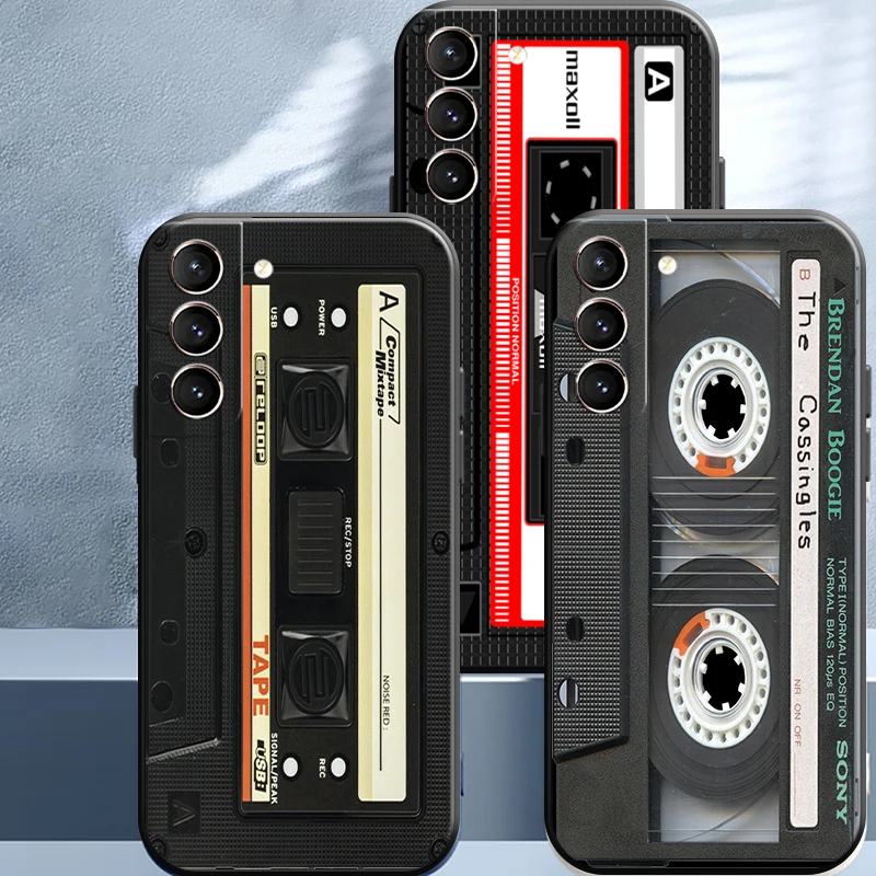 Фото Ретро винтажная старинная кассета лента для Samsung Galaxy S22 Ultra S21 S20 FE Plus ультра тонкий
