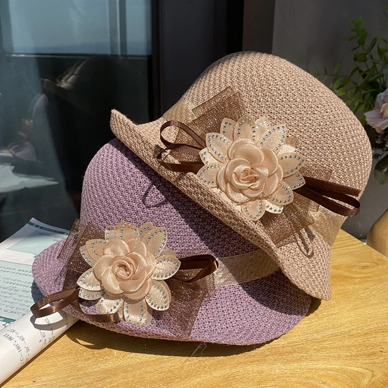 

Панама высокого качества для женщин, дышащая женская шляпа для раковины, элегантная женская летняя шляпа с цветочным рисунком