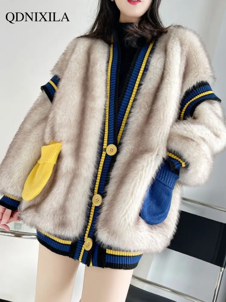 Women's Jackets 2022 Autumn and Winter New Korean Version Cardigan Imitation Fur Coat Warm Fur Coat Luxury Woman Fur Coats