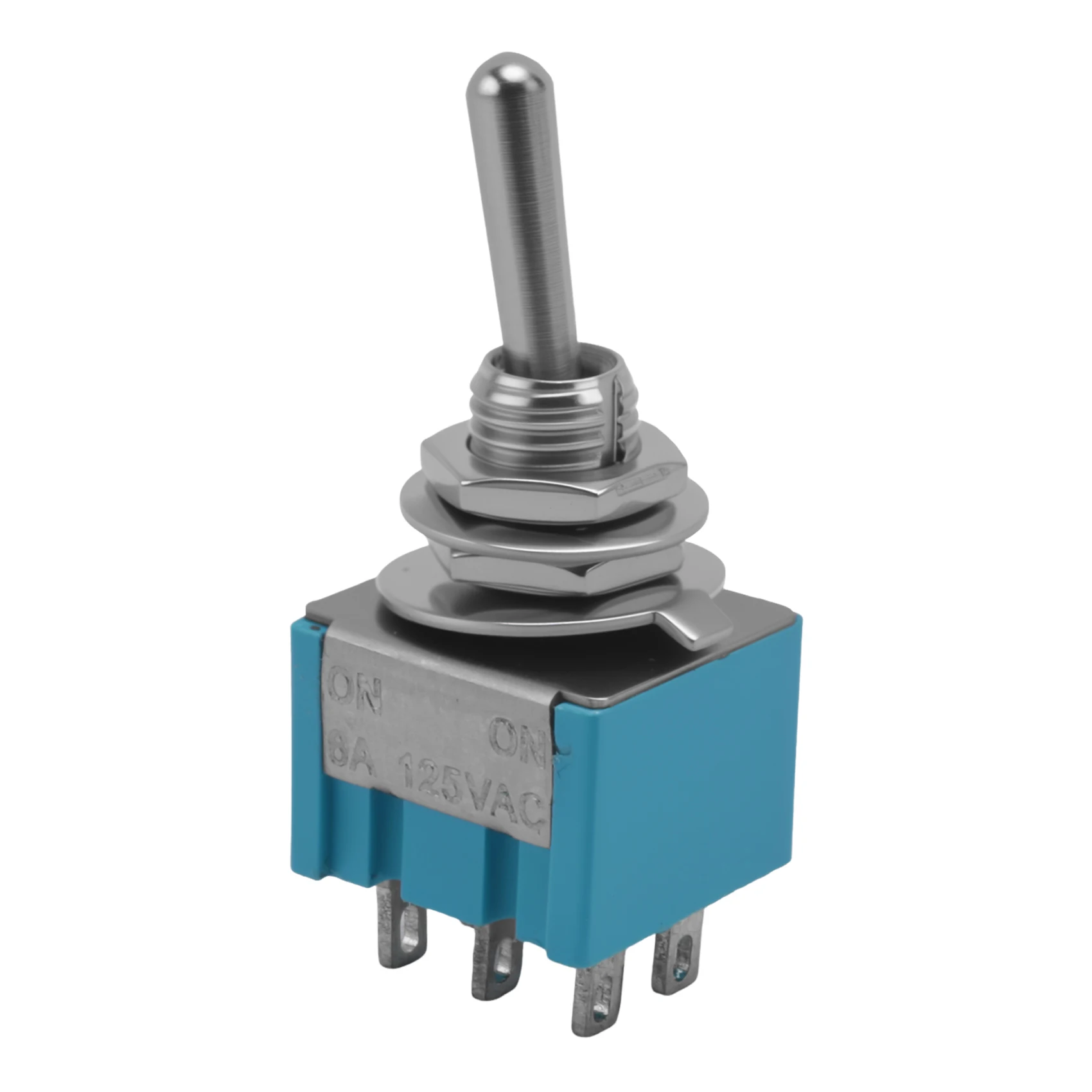 Фото A73T AC 3A/250V 6A/125V 6-контактный DPDT переключатель с двумя положениями Вкл/Вкл, миниатюрный, синий. №4