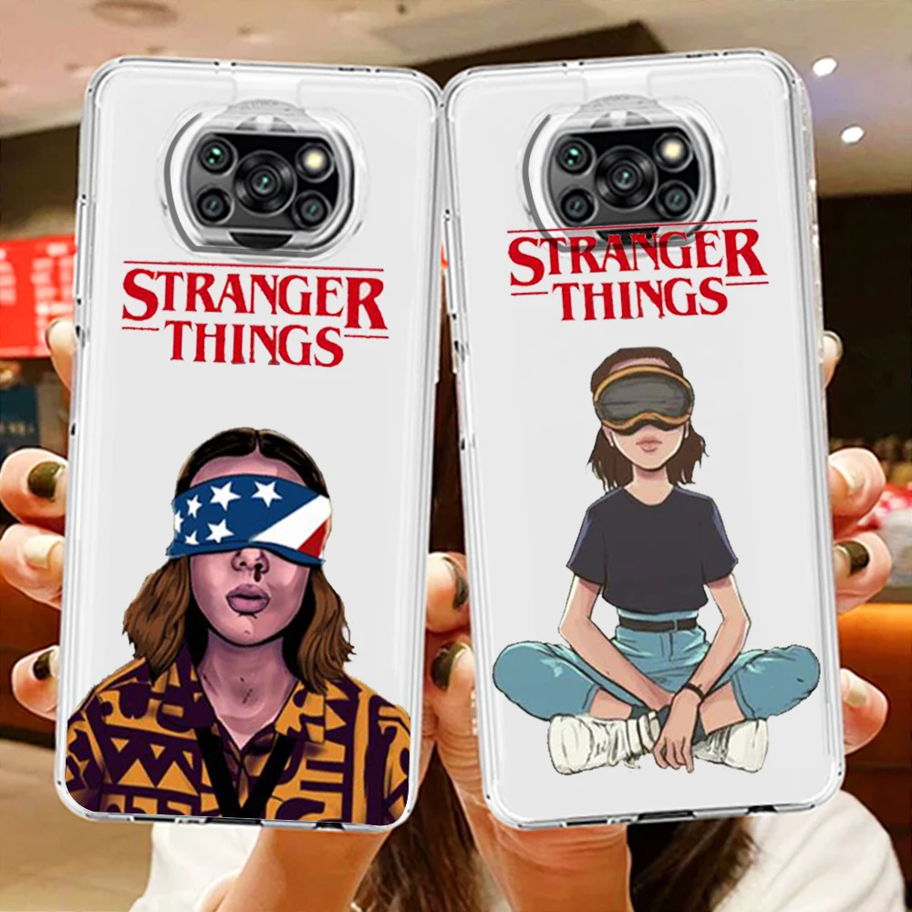 

Stranger Things Luxury Girl Phone Case For Xiaomi Mi Poco X4 X3 X2 NFC F4 F3 F2 F1 GT M4 M3 M2 Pro C40 C3 Transparent TPU Cover