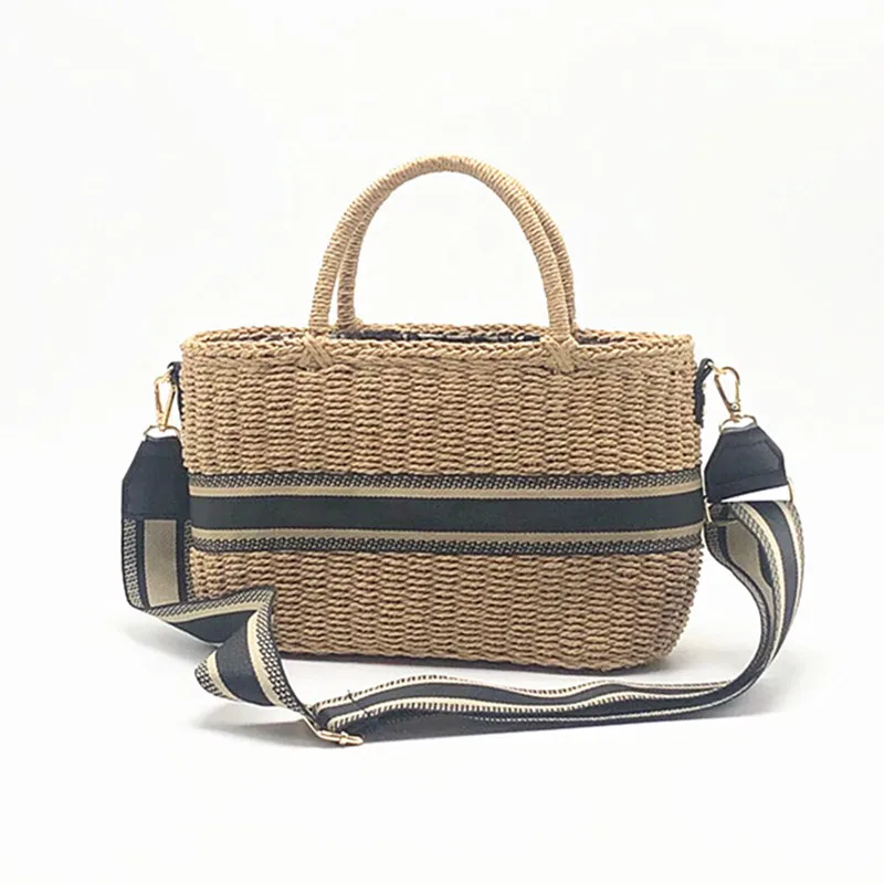 

Женская плетеная Сумка через плечо, соломенная Повседневная пляжная сумка с надписью, для отпуска, весна-лето