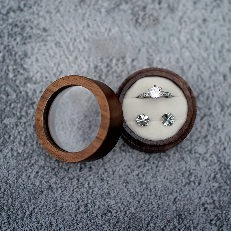 Personalized Wood Ring Bearer Storage Box Gift Rustic Wedding Engrave |