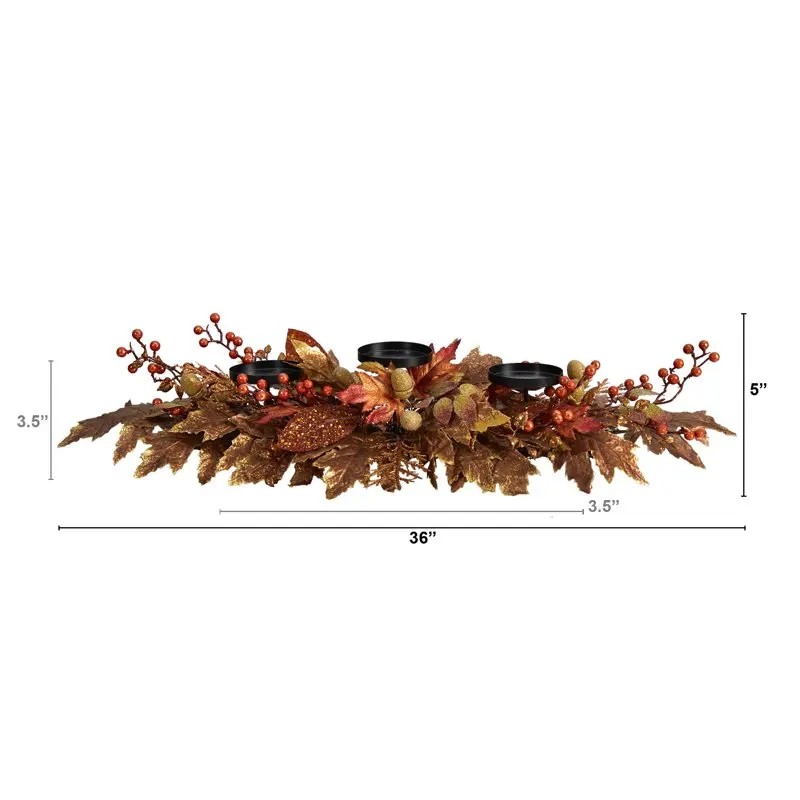 

Charming Autumn Harvest Artificial Maple Leaves and Berries Flower Candelabrum