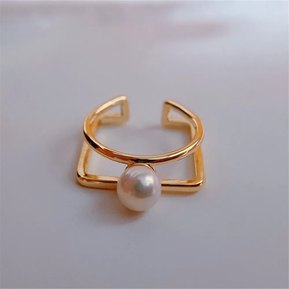 

Like being human "square and round" both new design, 14k gold injection 6.5-7MM round natural high quality freshwater pearls