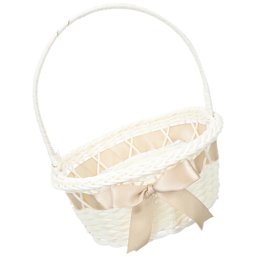 

Wedding Flower Basket Handheld Petal Basket Bride Portable Petal Candy Storage Container