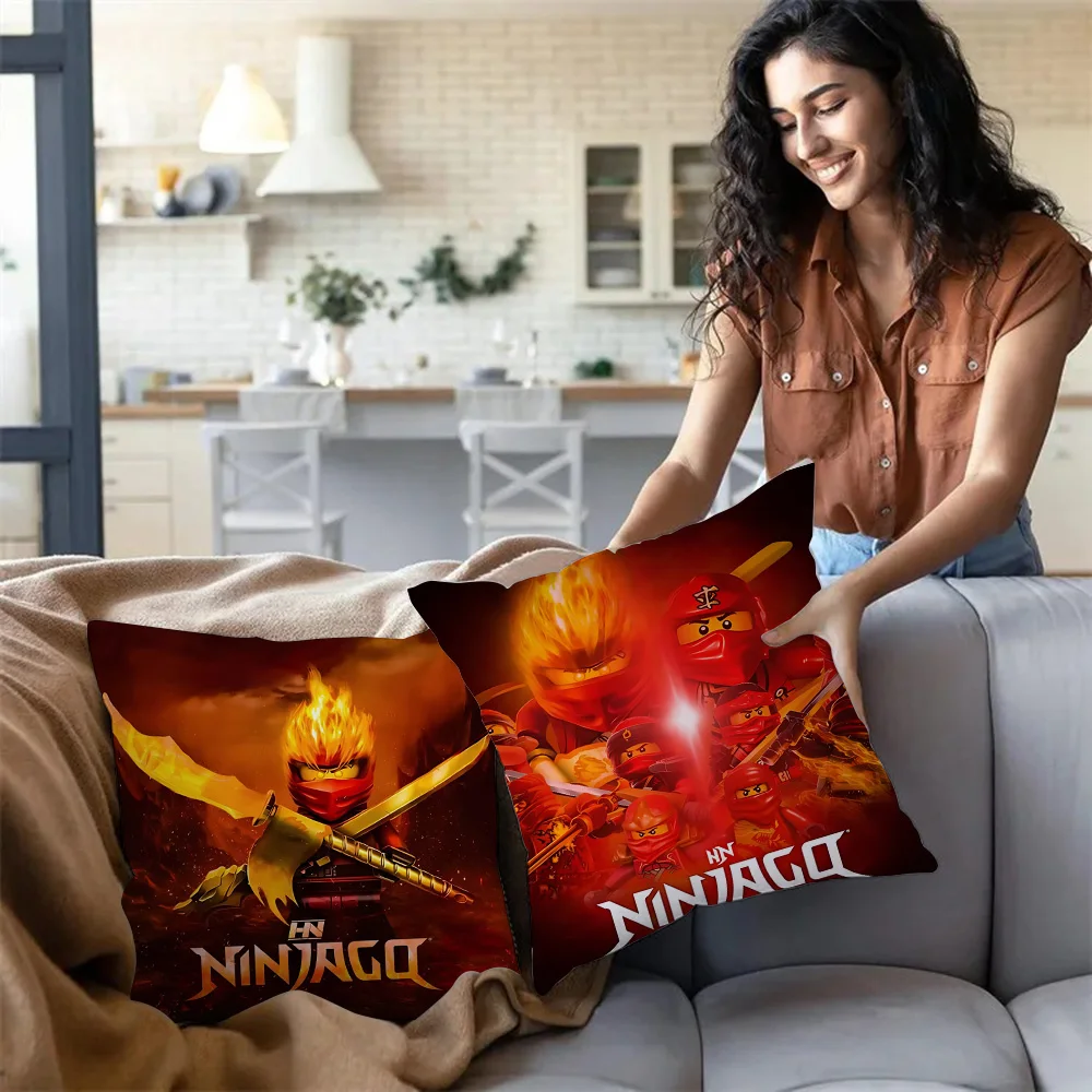 Pillow Covers Cartoon For Game Ninjagos Sofa Decorative Home Double-sided Printing Short Plush Cute Cushion Cover